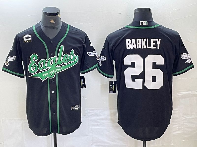 Men Philadelphia Eagles #26 Barkley Black 2024 Nike Co branded NFL Jersey style 10